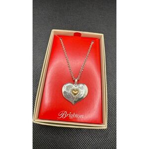 Brighton Love Beyond Words Reversible Heart Pendant Necklace Silver Gold D30259